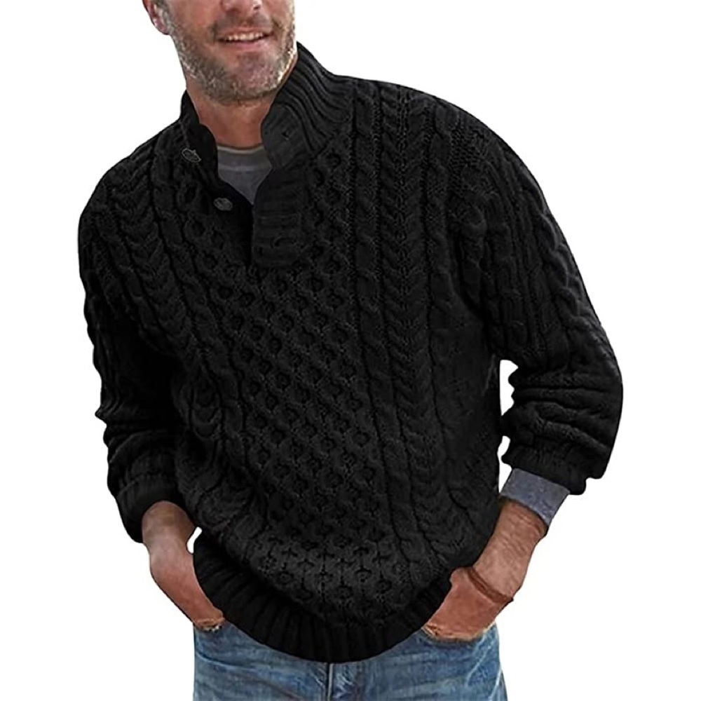 New Mens Cardigan Ribber Button Collar Sweater Multiple Sizes